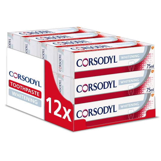 Corsodyl Whitening Daily Fluoride Toothpaste 75 ml (pack of 12)