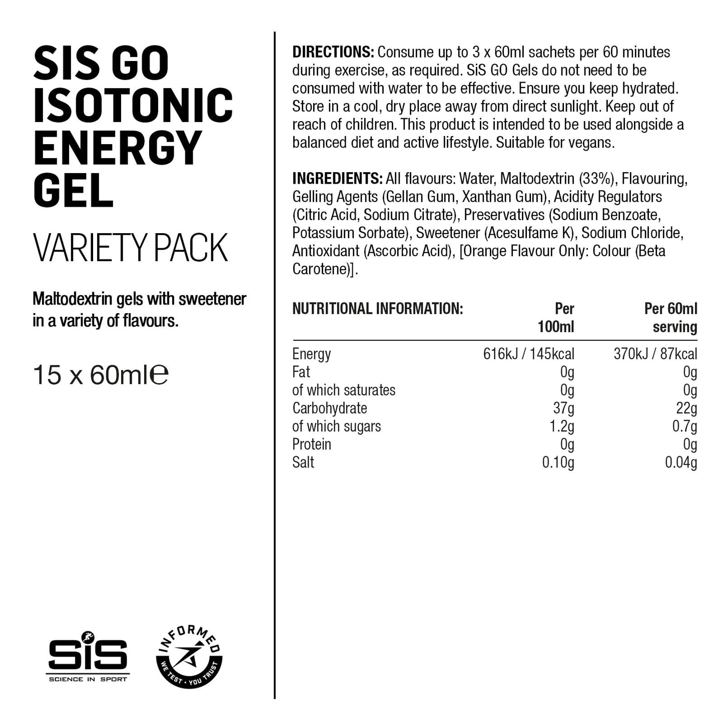 Science In Sport GO Isotonic Energy Gels, Running Gels with 22g Carbohydrates...