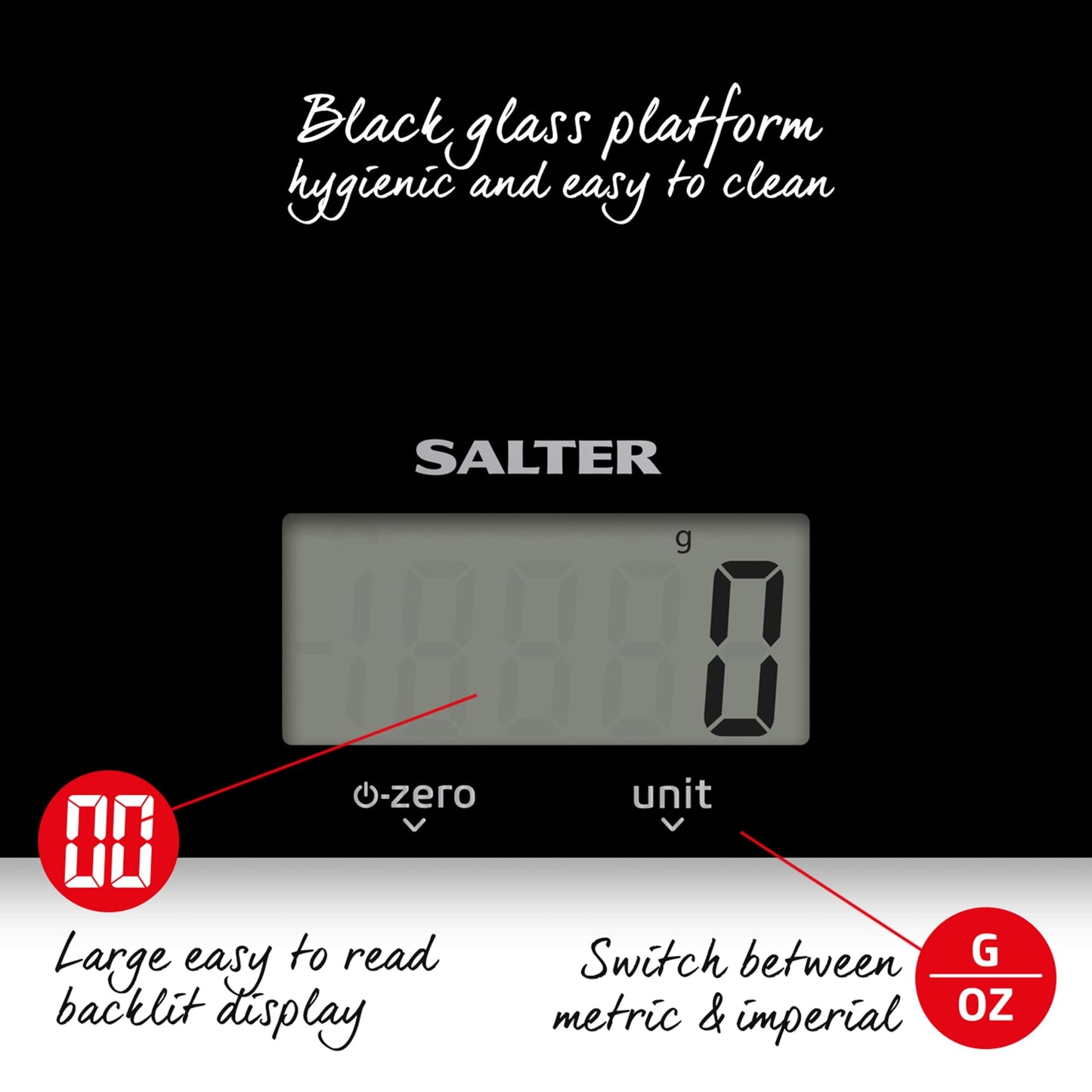 Salter 1170 BKDR Electronic Kitchen Scale - 5kg Capacity Digital Weighing Sca...