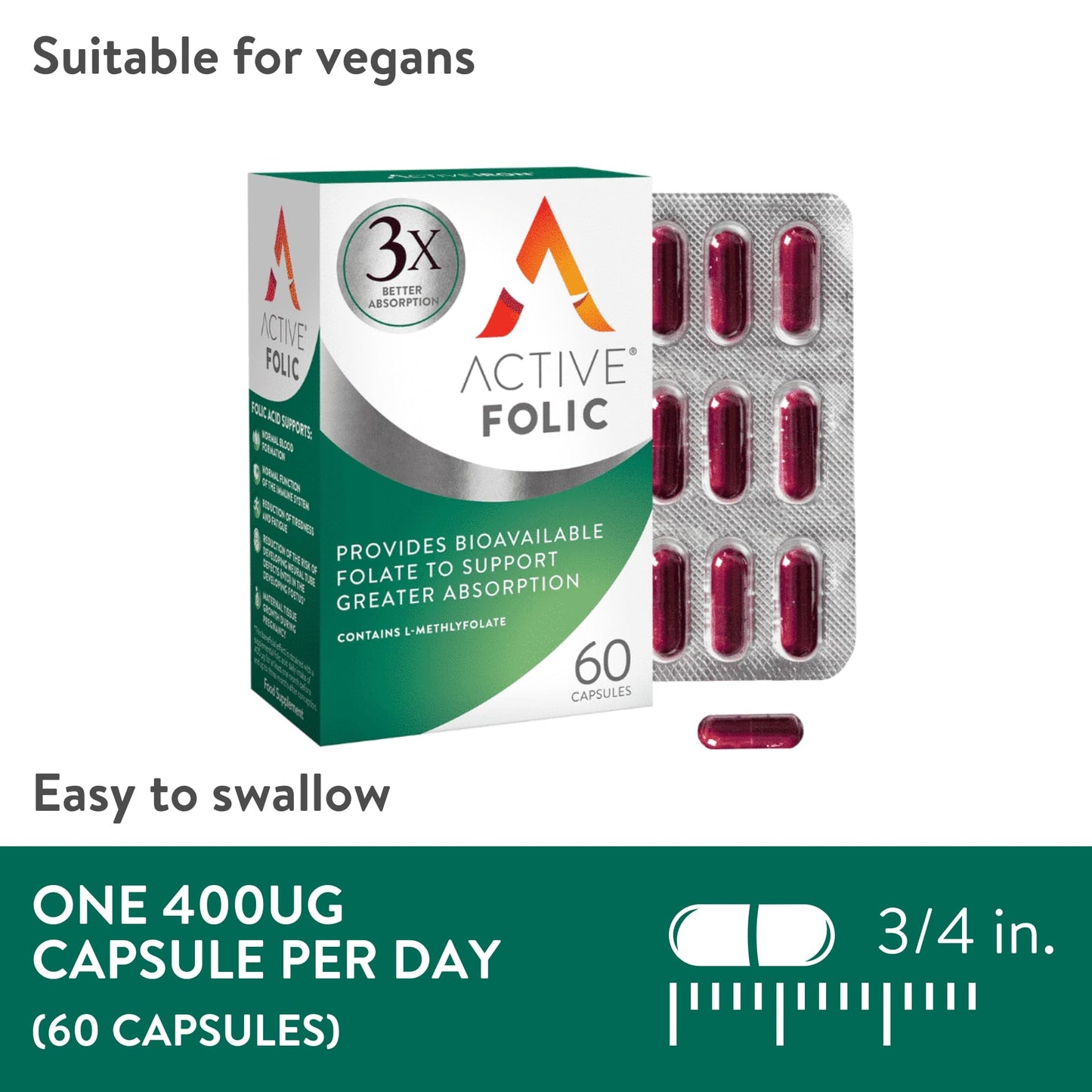 Active Folic | Folic Acid for Pregnancy | Fights Tiredness & Fatigue | Vegan ...